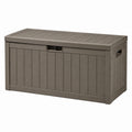 Coffre de rangement extérieur 120 x 60 x 63 cm en résine marron avec couvercle