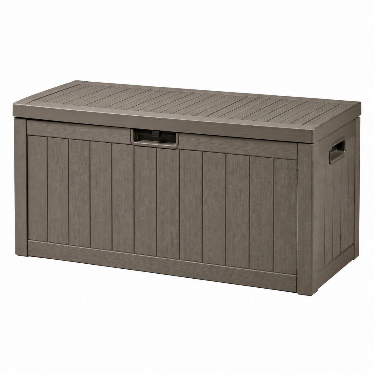 Coffre de rangement extérieur 120 x 60 x 63 cm en résine marron avec couvercle