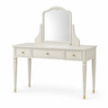 Coiffeuse avec miroir 120 x 45 x 145 cm en bois blanc style classique avec 3 tiroirs