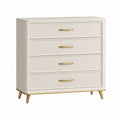 Commode 80 x 40 x 95 cm en bois composite blanc avec 4 tiroirs style contemporain