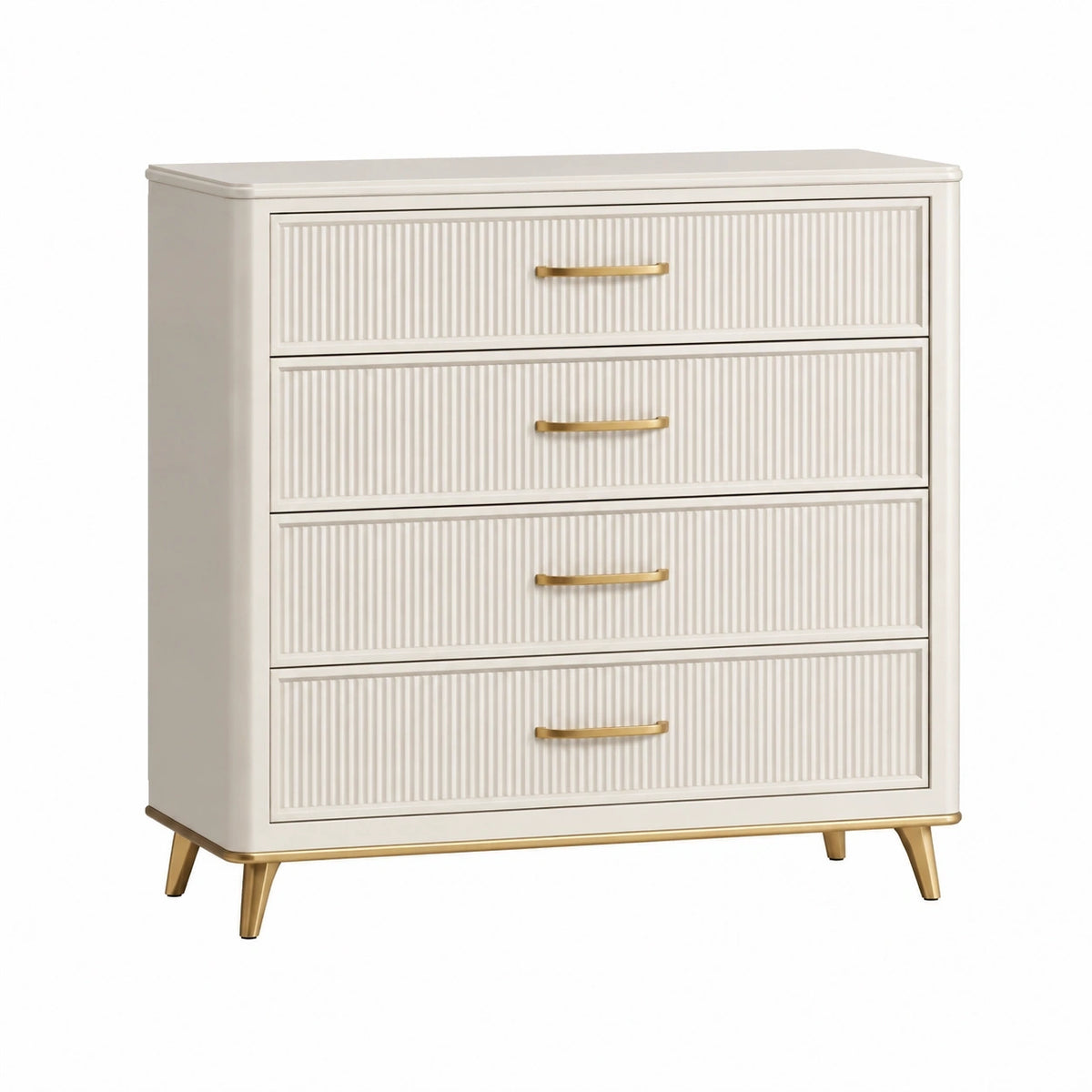 Commode 80 x 40 x 95 cm en bois composite blanc avec 4 tiroirs style contemporain