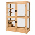 Enclos pour chat 120 x 60 x 180 cm en bois naturel et métal avec 4 portes
