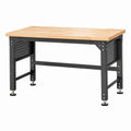 Établi 120 x 60 x 90 cm en bois et acier noir réglable pour atelier